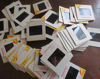 flatlay photo of 35mm film slides